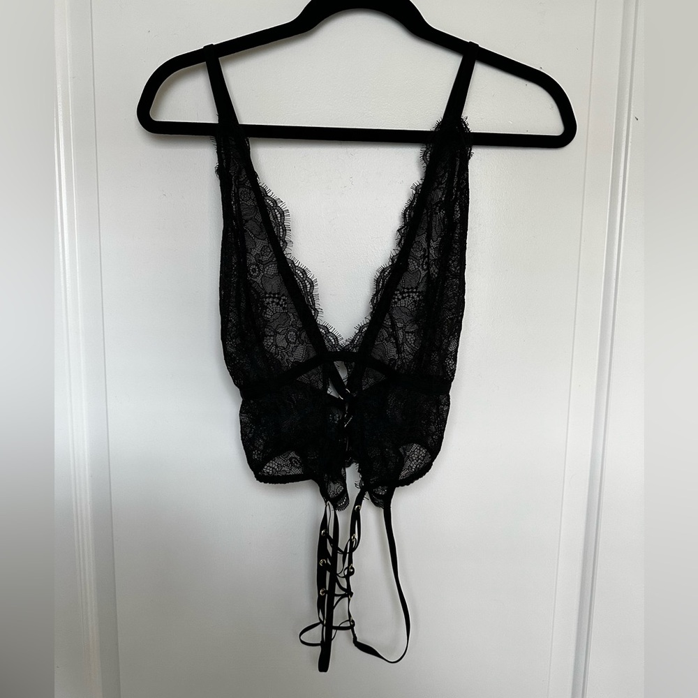 Victoria's Secret Black Lace Strappy Teddy - Picture 6 of 11